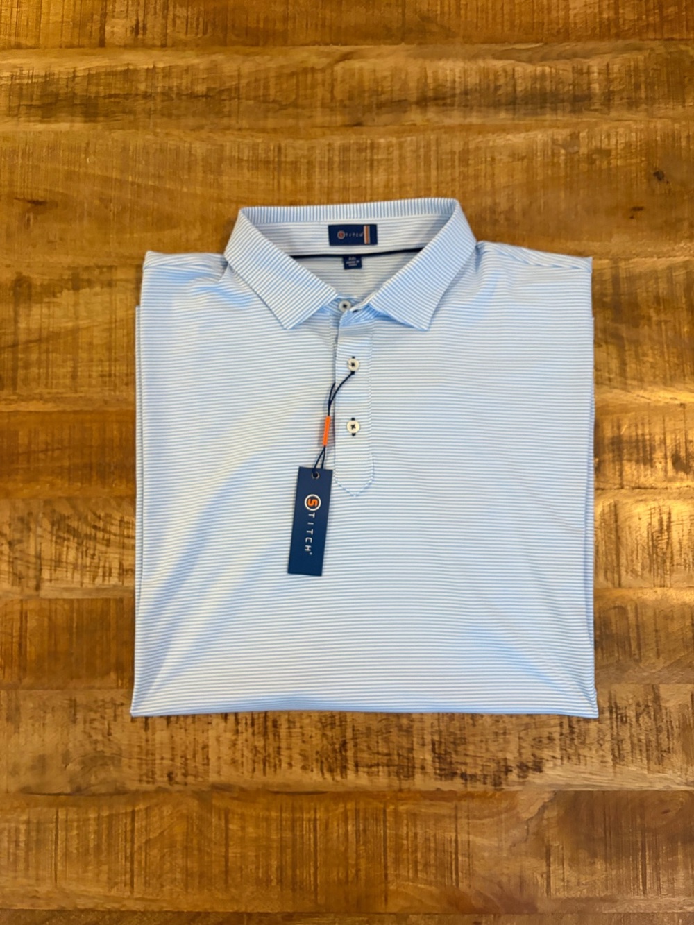 NWT Stitch Atlantic Stripe Golf Polo Bluebell